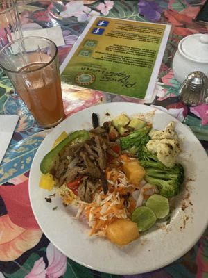 Soy chunks, tamarind juice  at Planeta Vegetariano in Puerto Vallarta