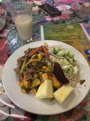 Assortment of delicious food  at Planeta Vegetariano in Puerto Vallarta