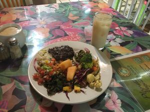 Bunch of salads and beans  at Planeta Vegetariano in Puerto Vallarta