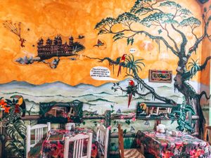 So beautiful and colourful inside  at Planeta Vegetariano in Puerto Vallarta