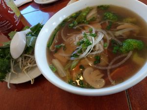 Veggie chicken pho. at What The Pho in Indianapolis