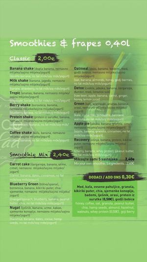 Menu page 2 at Juice & Salad in Podgorica