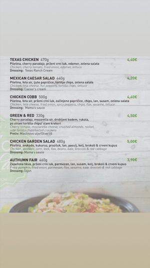 Menu page 6 at Juice & Salad in Podgorica