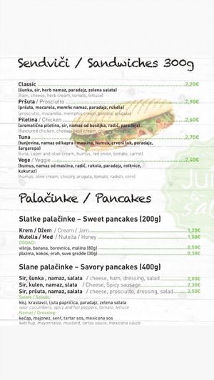 Menu page 7 at Juice & Salad in Podgorica