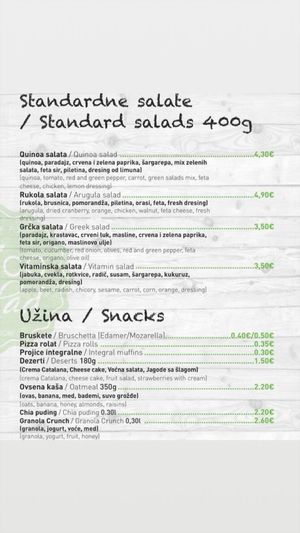 Menu page 8 at Juice & Salad in Podgorica