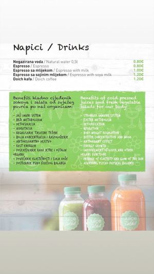 Menu page 9 at Juice & Salad in Podgorica