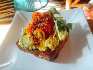 avo toast at Peace & Bowl in Playa Del Carmen