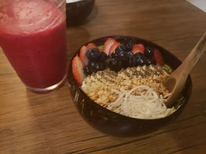 Matcha bowl at Peace & Bowl in Playa Del Carmen