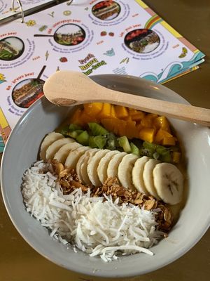 Yellow bowl…Yummm!  at Peace & Bowl in Playa Del Carmen