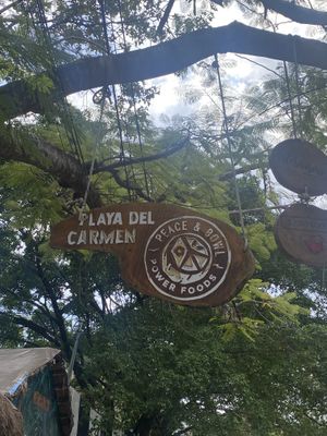 Look for this sign to find the place  at Peace & Bowl in Playa Del Carmen