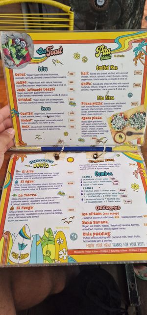 Menu at Peace & Bowl in Playa Del Carmen