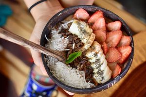 OM smoothie bowl  at Peace & Bowl in Playa Del Carmen