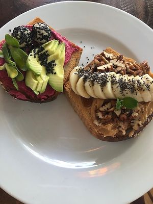 sweet and salty breakfast at Peace & Bowl in Playa Del Carmen