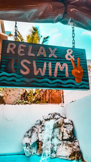 There's a small pool at Peace & Bowl in Playa Del Carmen