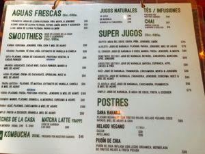 carta at Peace & Bowl in Playa Del Carmen