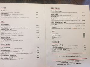 Main menu at The Herbert Kilpin in Nottingham
