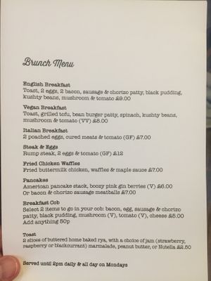 Brunch menu (before 2pm) at The Herbert Kilpin in Nottingham