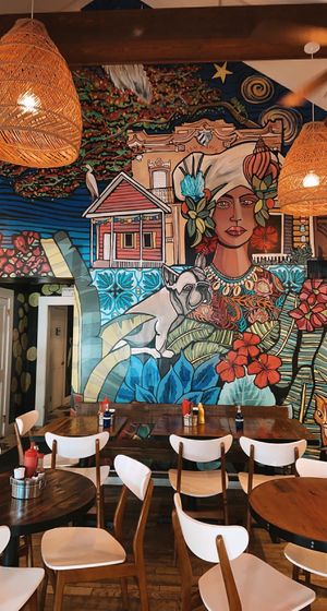 some of the inside seating at Moondog in Key West