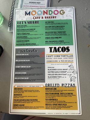 Menu  at Moondog in Key West