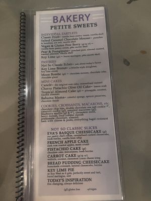 Dessert menu   at Moondog in Key West