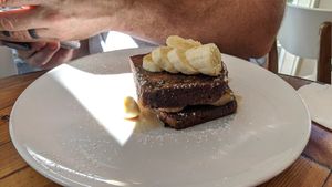 Vegetarian Elvis French toast. at Moondog in Key West