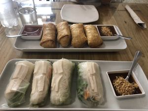 Spring rolls and summer rolls  at Thai Connection in Cuenca