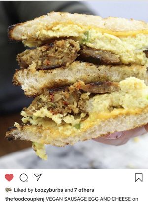 Vegan Sausage, Egg & Cheese Sandwich at Coffee & Cornbread in Belleville