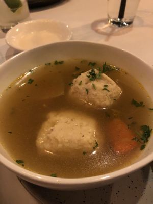 Matzoh ball soup  at Jerusalem Mediterranean Chef's Table in Las Vegas