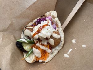 Falafel sandwich!  at Warabemura in Minokamo