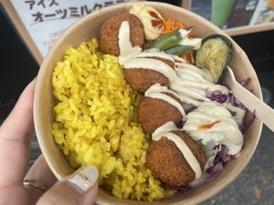 Falafel over rice!  at Warabemura in Minokamo