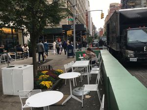 Outdoor seating. at sweetgreen - University Place in New York City