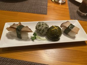 Vegan sushi at Natural House Pumpkin in Hakuba