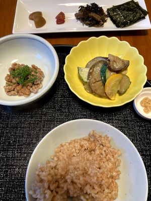 Japanese breakfast at Natural House Pumpkin in Hakuba