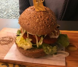 Seitan burger at FUD in Milan