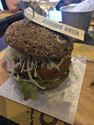 Vegan burger at FUD in Milan