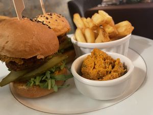 Falafel sliders, Hummus and fries  at Leja in Siauliai