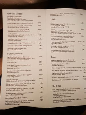 Menu at Leja in Siauliai