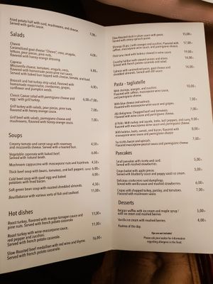 Menu at Leja in Siauliai