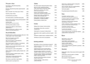 Menu at Leja in Siauliai