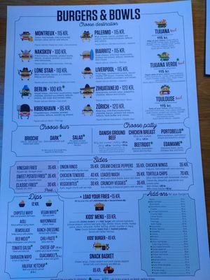 Menu at Halifax Burgers - Amager in Copenhagen