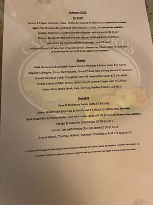Menu  at The Cadeleigh Arms in Tiverton