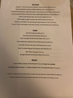 Menu  at The Cadeleigh Arms in Tiverton