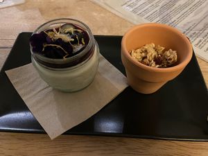 Violet and blueberry panna cotta   at The Cadeleigh Arms in Tiverton