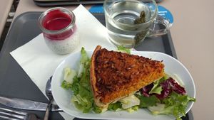 Carrot quiche and chiapudding at Le Café Potager in Strasbourg