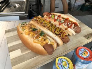 Vegan hot dogs at Pig Out in London