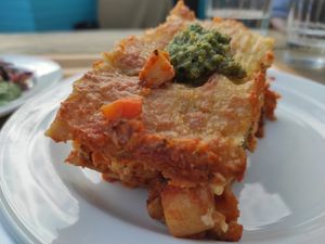 Veggie lasagna at The Happy Pear in Greystones