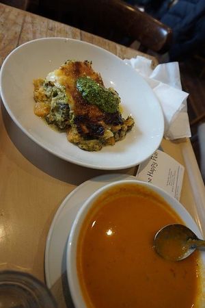 Lasagna and Soup of the day at The Happy Pear in Greystones