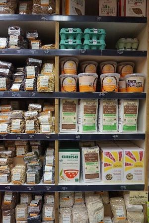 Food store (attached to the restaurant) has many original foods.  at The Happy Pear in Greystones