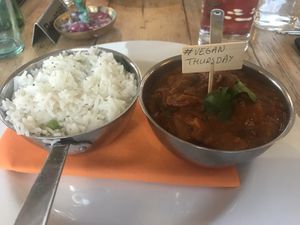 Chick pea aubergine curry special board at The Dolphin in Leiston