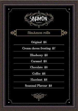 Sinamon’s vegan options. at Sinamon in Mount Lawley